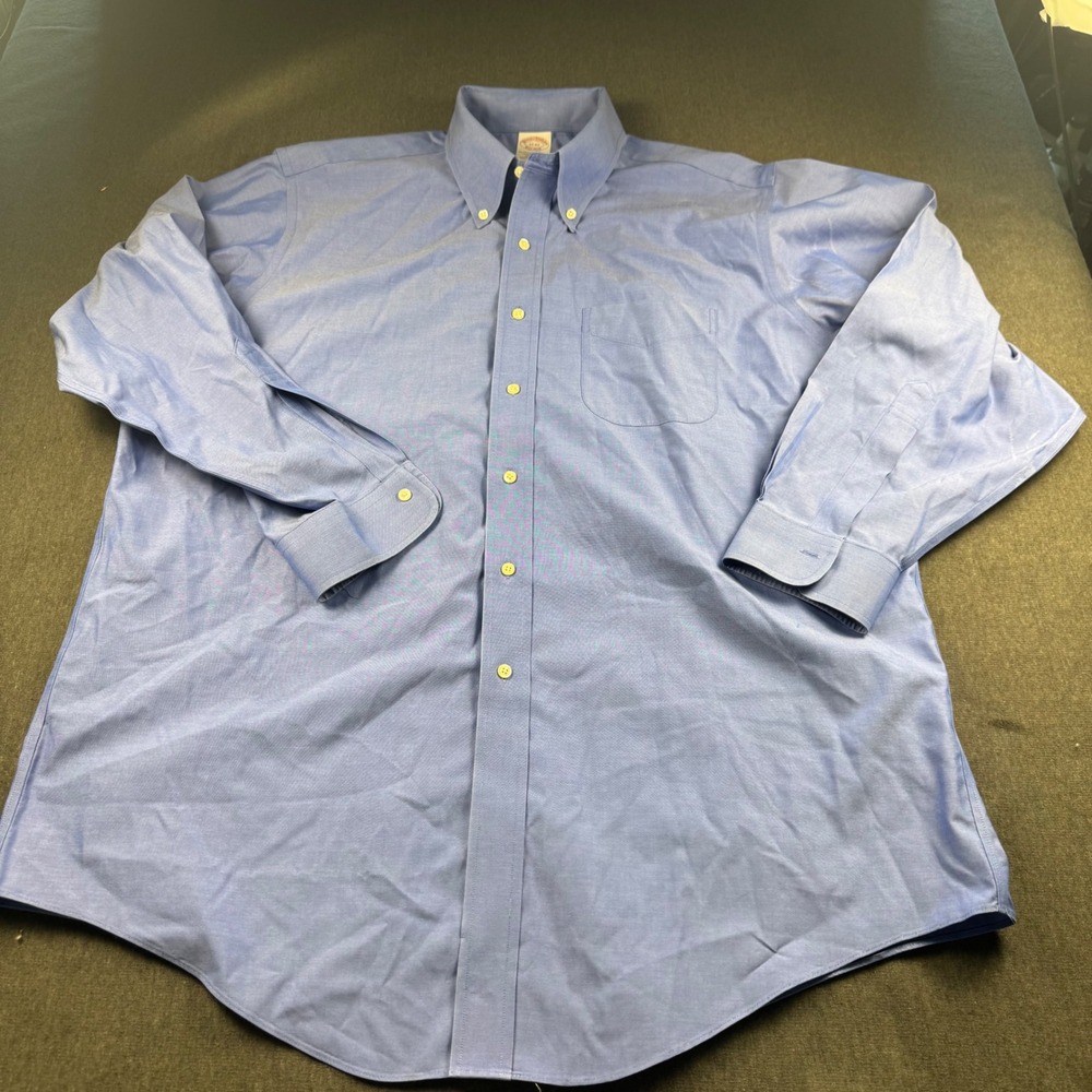 Brooks Brothers Mens 17-33 Non-Iron Cotton Button Down Blue Traditional Fit - Picture 2 of 12